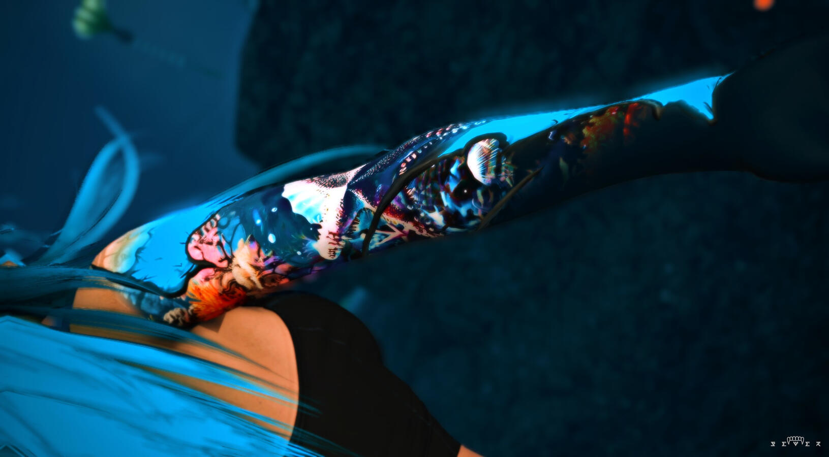 No Quarter Tattoos [Glowing Aquamarine Scales]